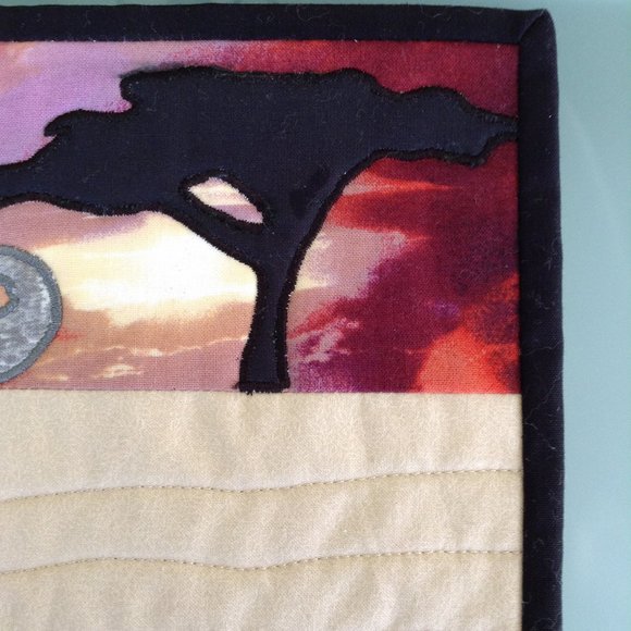 Quilted Mug Rug Lucky Trunk Up Elephant African Serengeti Snack Mats - Picture 2 of 8